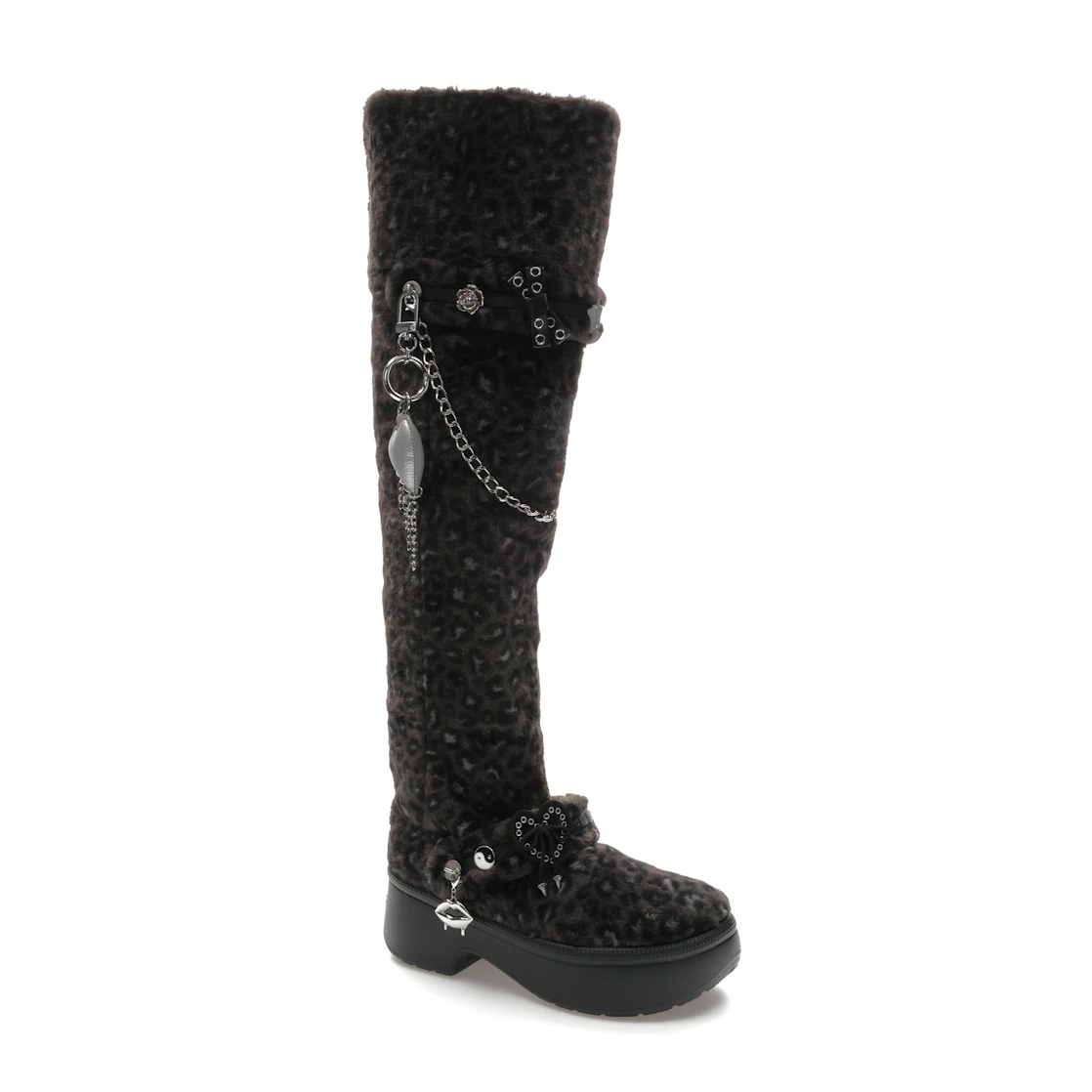 Vue 4 de Crocs Classic Unfurgettable Knee High Boot Black Leopard 