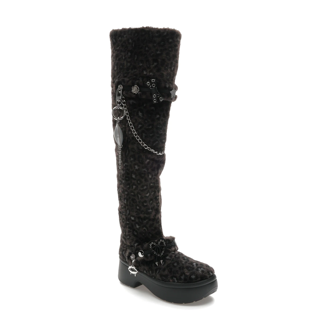Vue 5 de Crocs Classic Unfurgettable Knee High Boot Black Leopard 