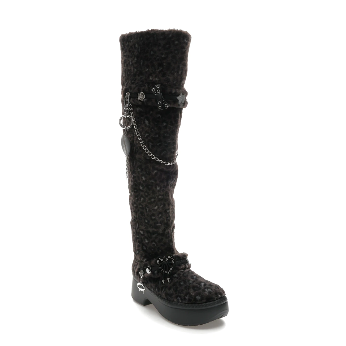 Vue 6 de Crocs Classic Unfurgettable Knee High Boot Black Leopard 