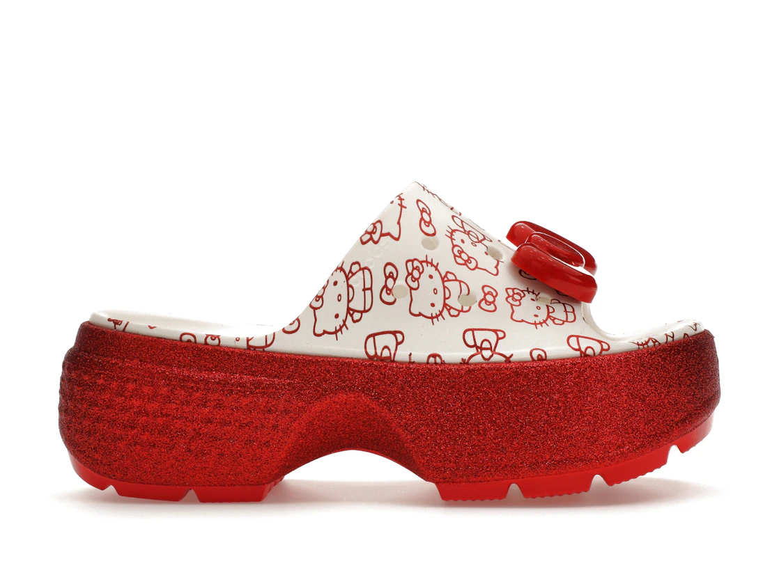 Vue 1 de Crocs Stomp Slide Hello Kitty 50th Anniversary Red Glitter