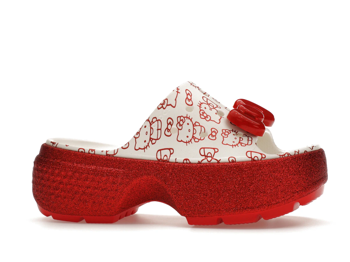Vue 2 de Crocs Stomp Slide Hello Kitty 50th Anniversary Red Glitter