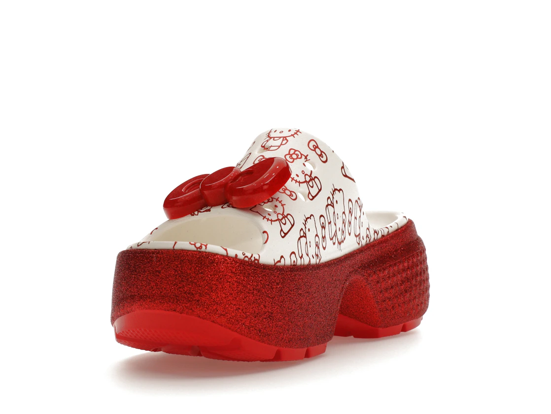 Vue 13 de Crocs Stomp Slide Hello Kitty 50th Anniversary Red Glitter
