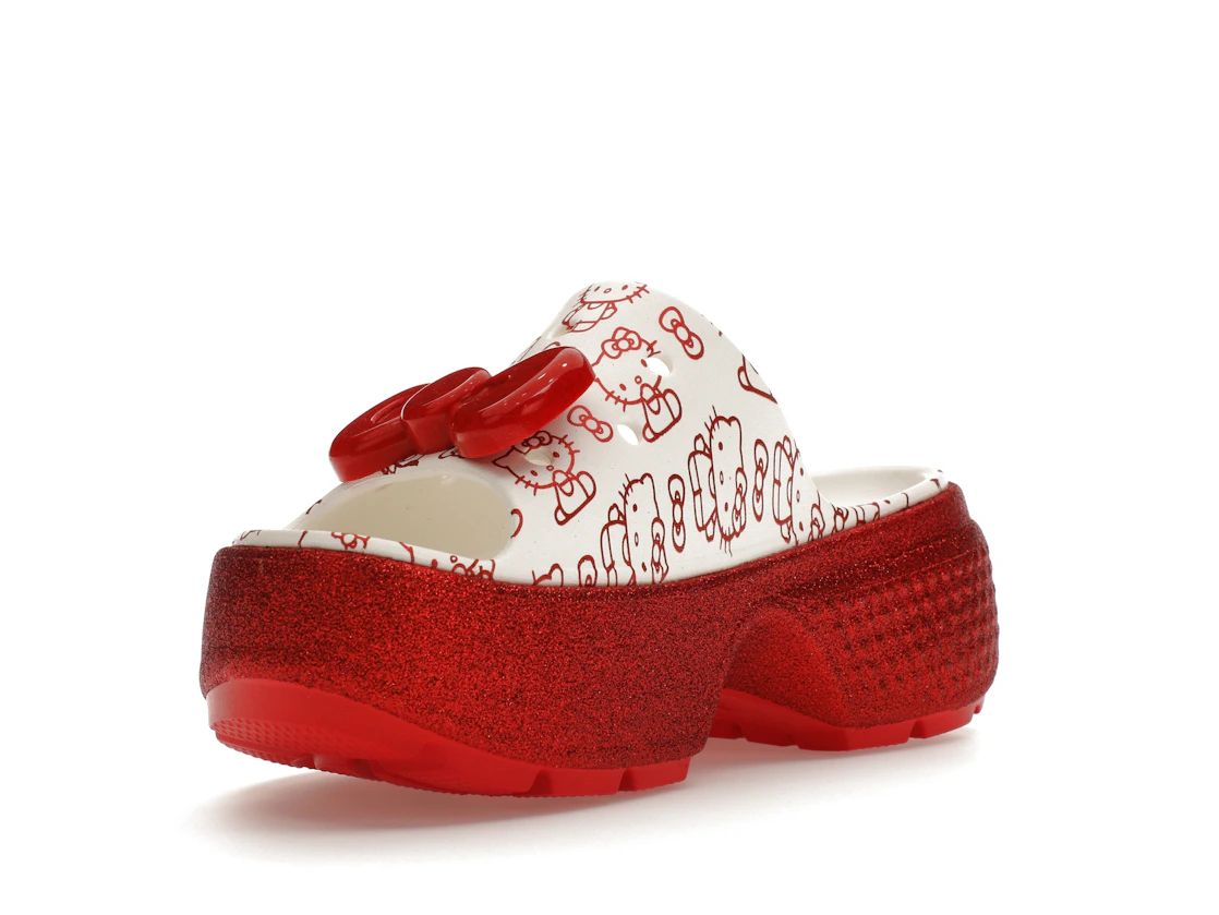 Vue 14 de Crocs Stomp Slide Hello Kitty 50th Anniversary Red Glitter