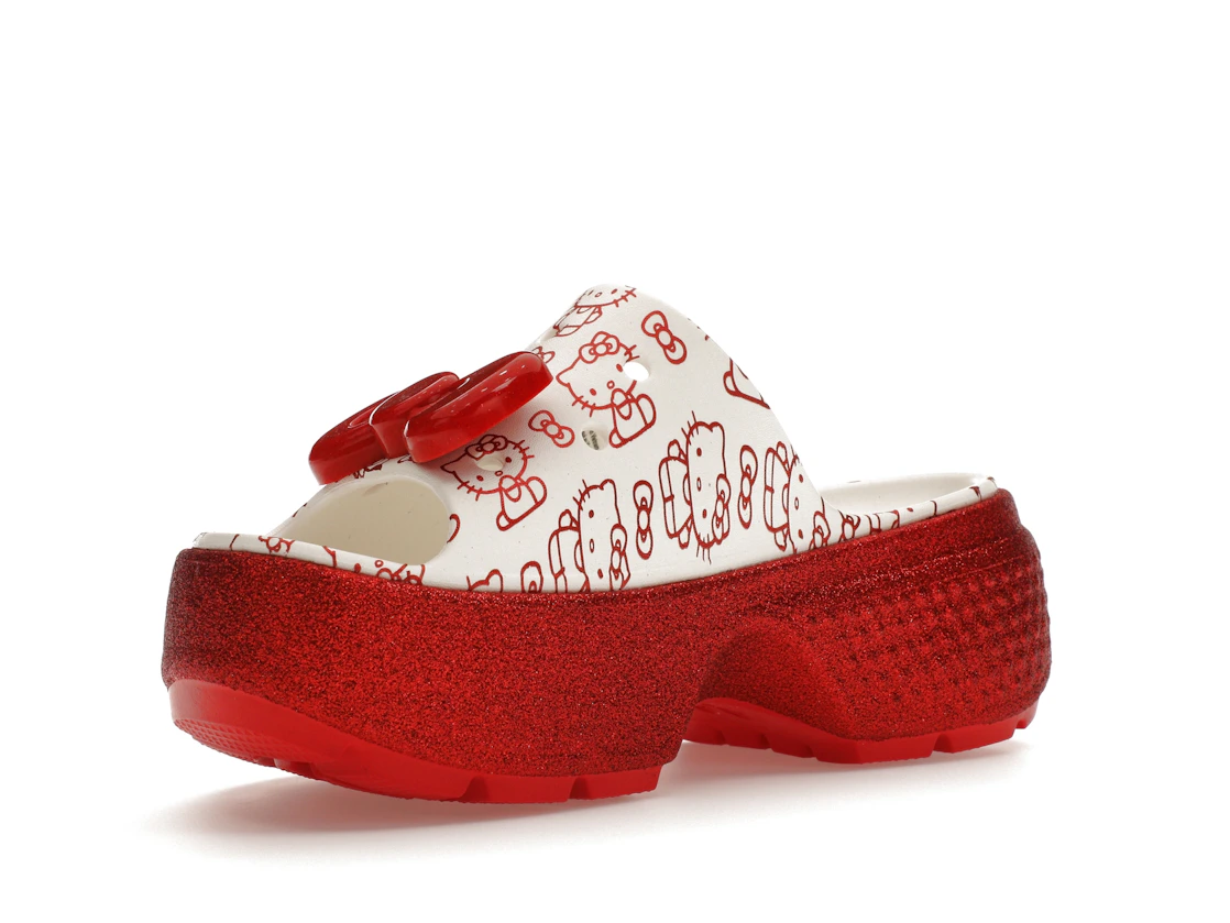 Vue 15 de Crocs Stomp Slide Hello Kitty 50th Anniversary Red Glitter