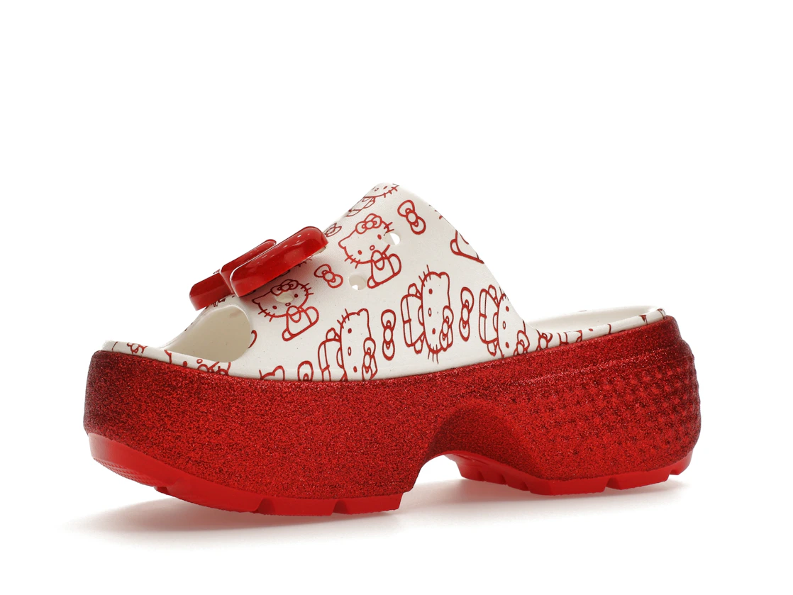 Vue 16 de Crocs Stomp Slide Hello Kitty 50th Anniversary Red Glitter