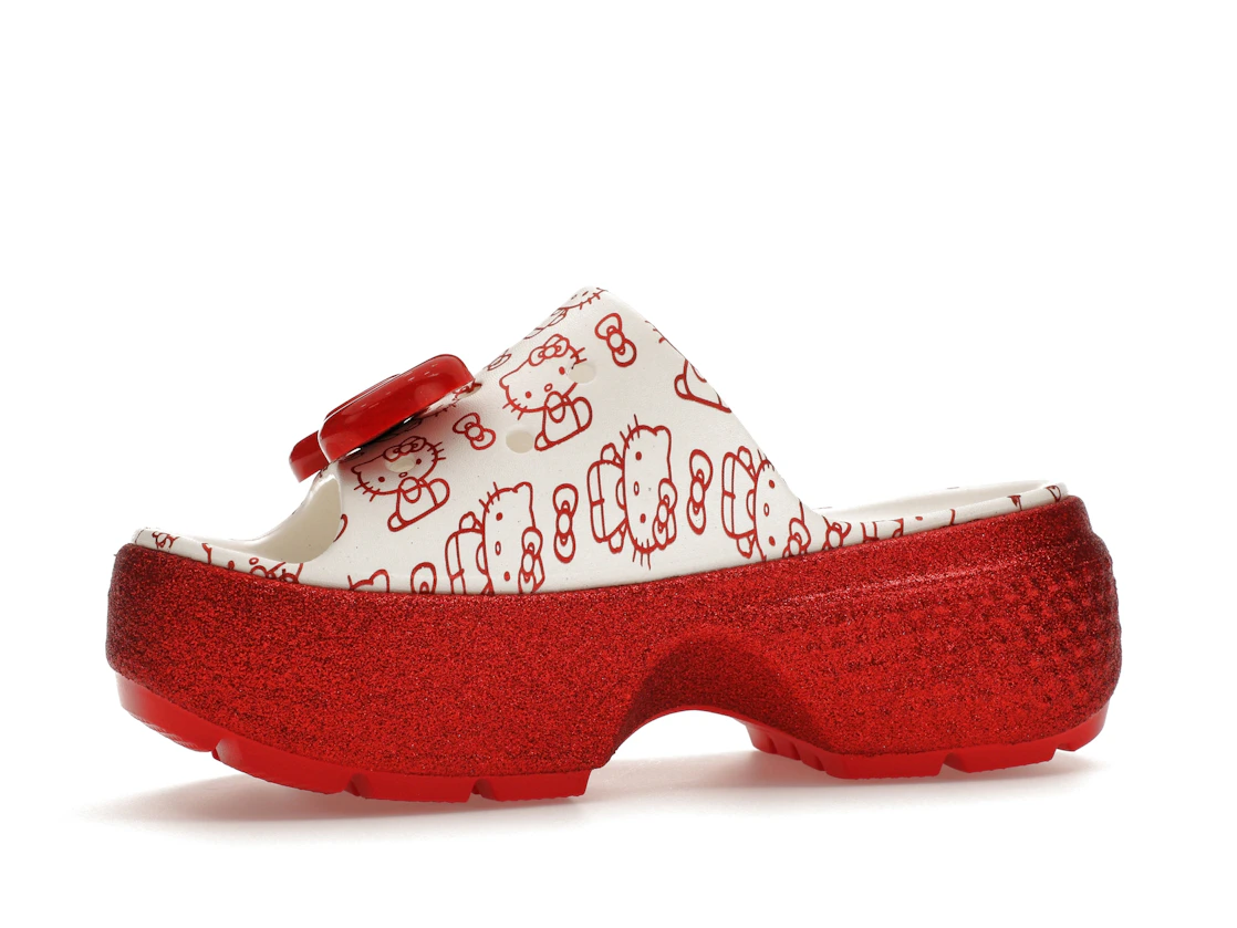 Vue 17 de Crocs Stomp Slide Hello Kitty 50th Anniversary Red Glitter