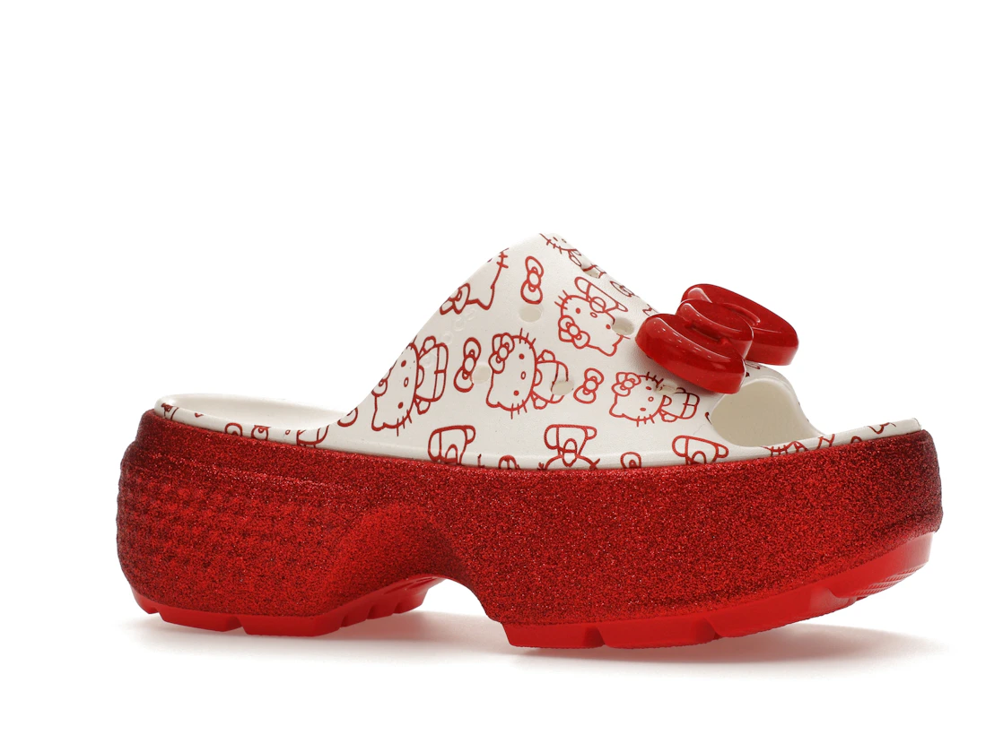 Vue 3 de Crocs Stomp Slide Hello Kitty 50th Anniversary Red Glitter