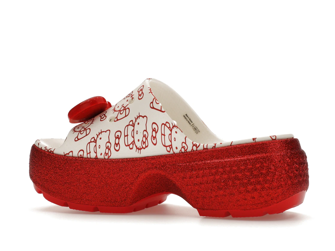 Vue 21 de Crocs Stomp Slide Hello Kitty 50th Anniversary Red Glitter