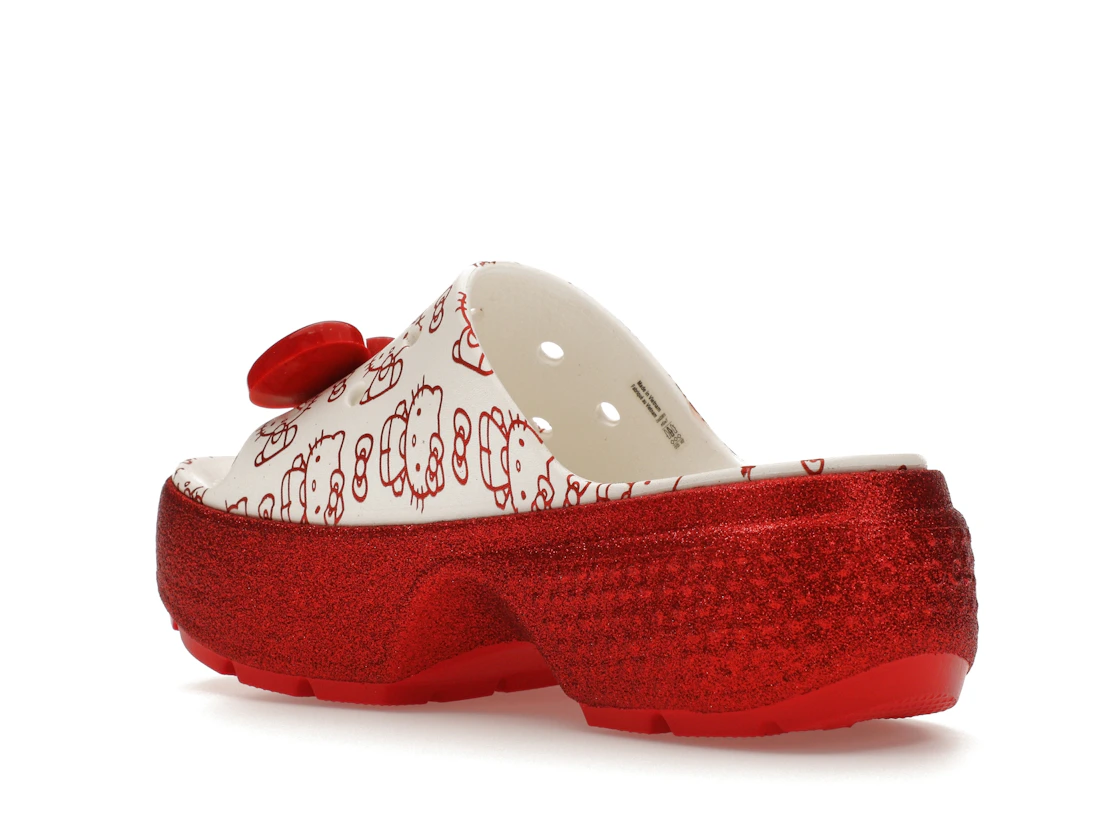 Vue 23 de Crocs Stomp Slide Hello Kitty 50th Anniversary Red Glitter