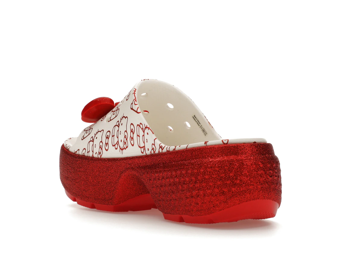 Vue 24 de Crocs Stomp Slide Hello Kitty 50th Anniversary Red Glitter