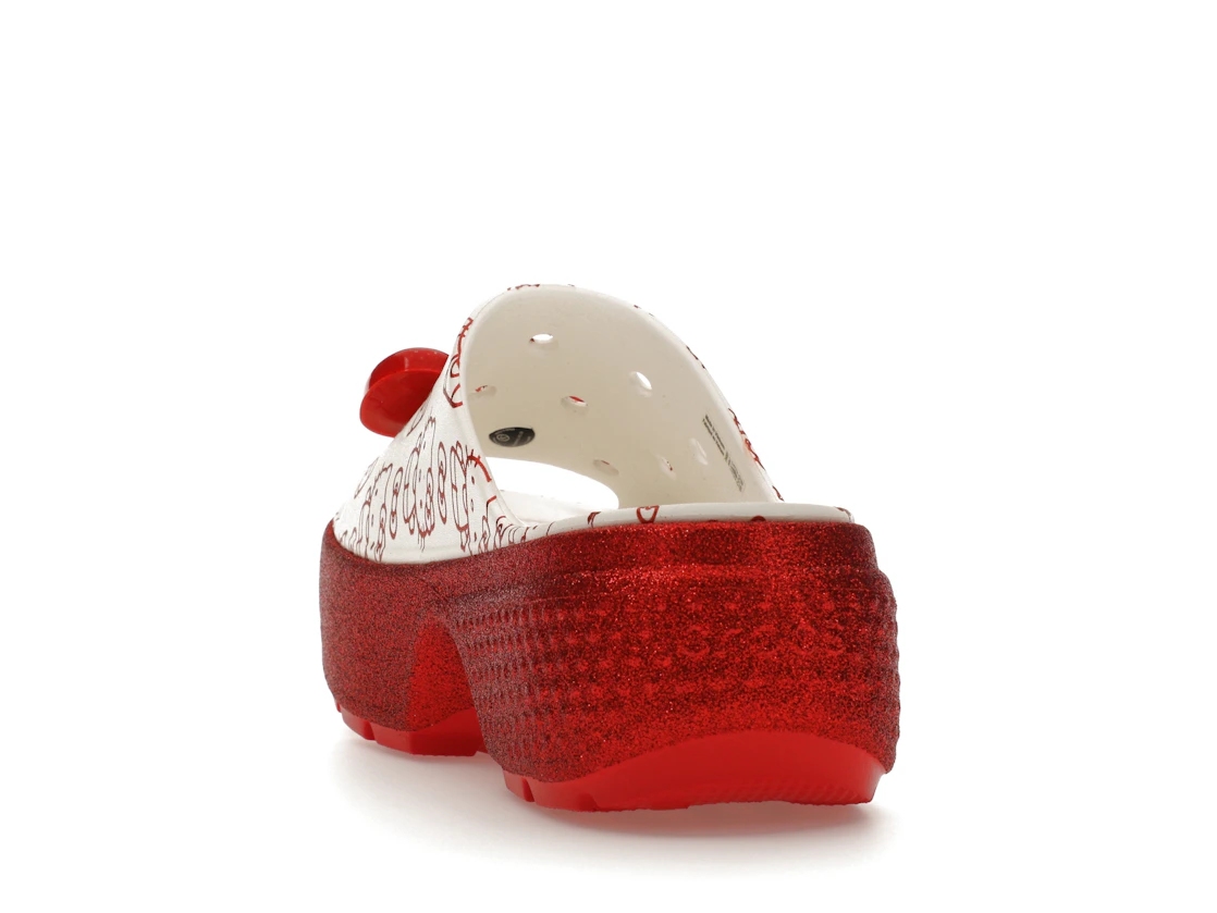 Vue 26 de Crocs Stomp Slide Hello Kitty 50th Anniversary Red Glitter