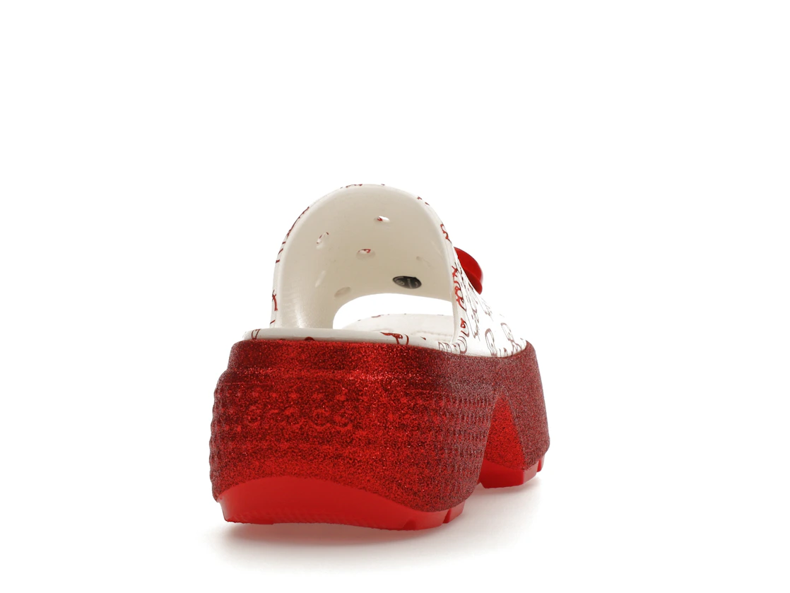 Vue 29 de Crocs Stomp Slide Hello Kitty 50th Anniversary Red Glitter