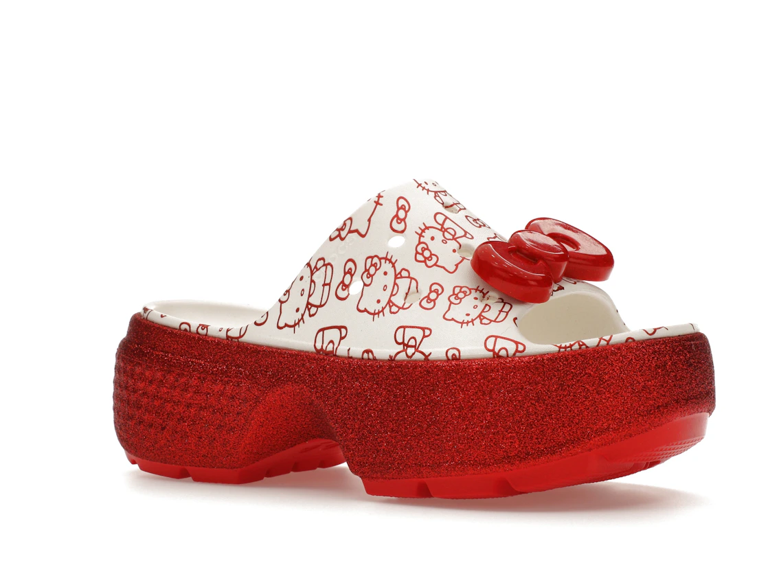 Vue 4 de Crocs Stomp Slide Hello Kitty 50th Anniversary Red Glitter