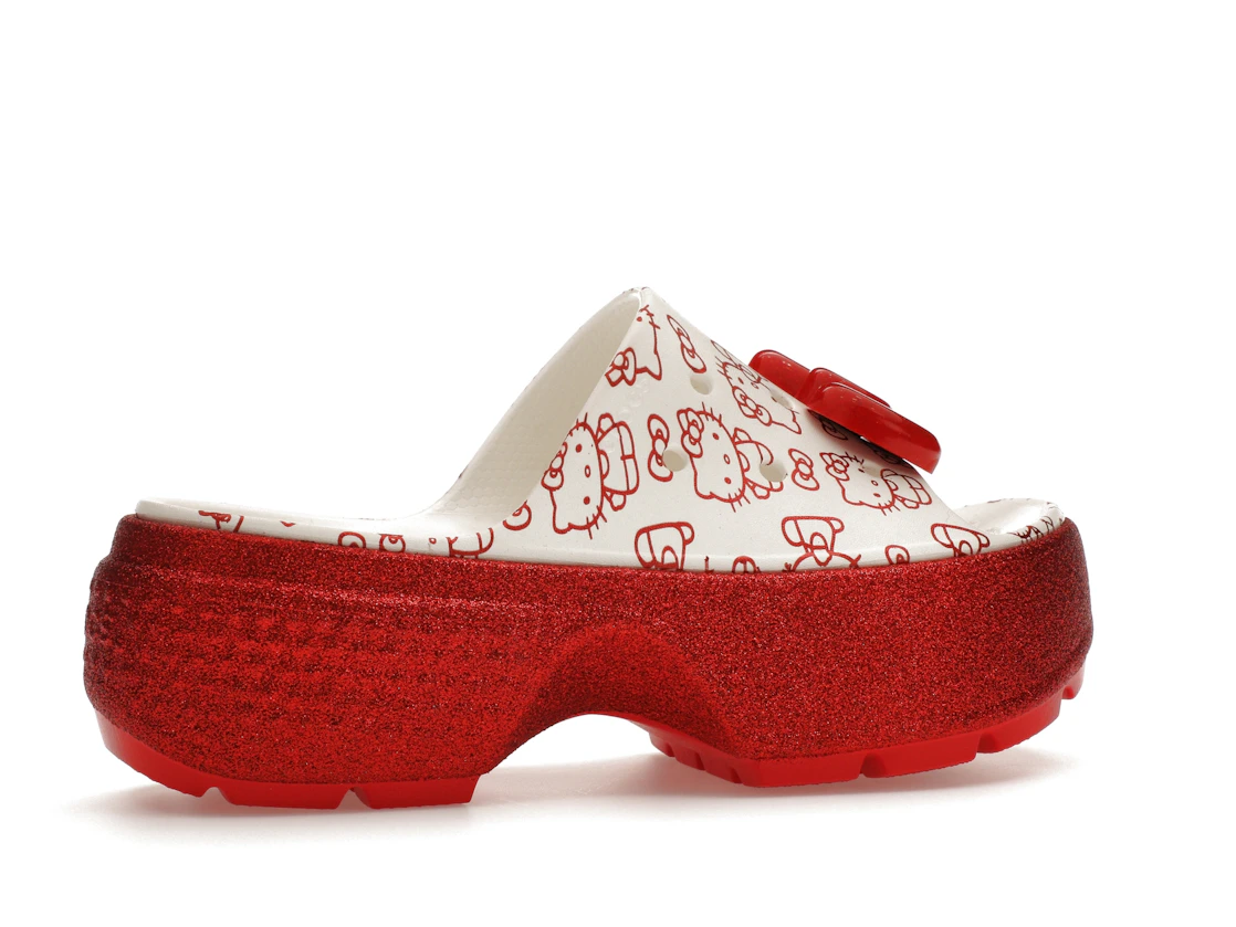 Vue 35 de Crocs Stomp Slide Hello Kitty 50th Anniversary Red Glitter