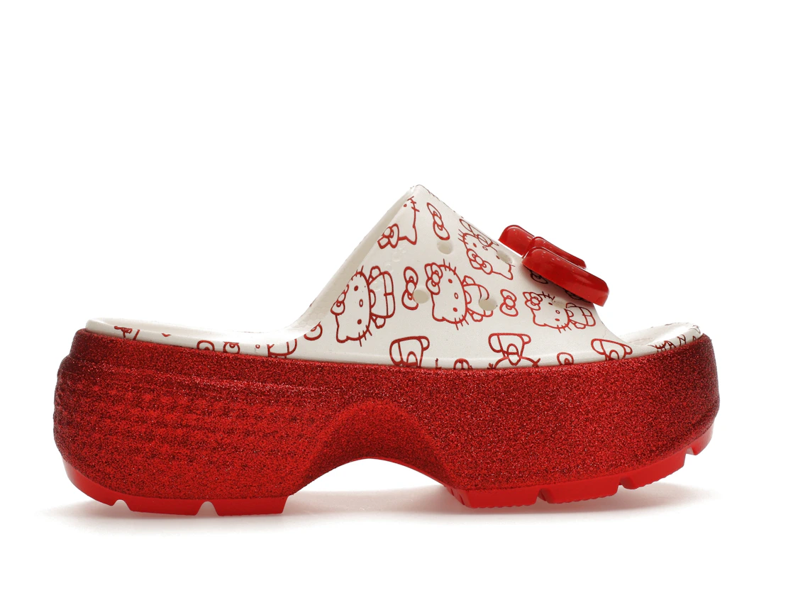 Vue 36 de Crocs Stomp Slide Hello Kitty 50th Anniversary Red Glitter