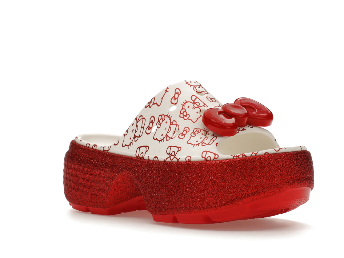 Vue 5 de Crocs Stomp Slide Hello Kitty 50th Anniversary Red Glitter