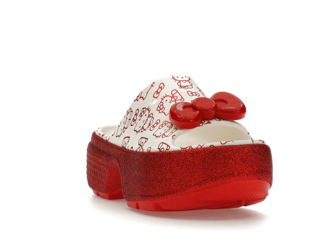 Vue 7 de Crocs Stomp Slide Hello Kitty 50th Anniversary Red Glitter