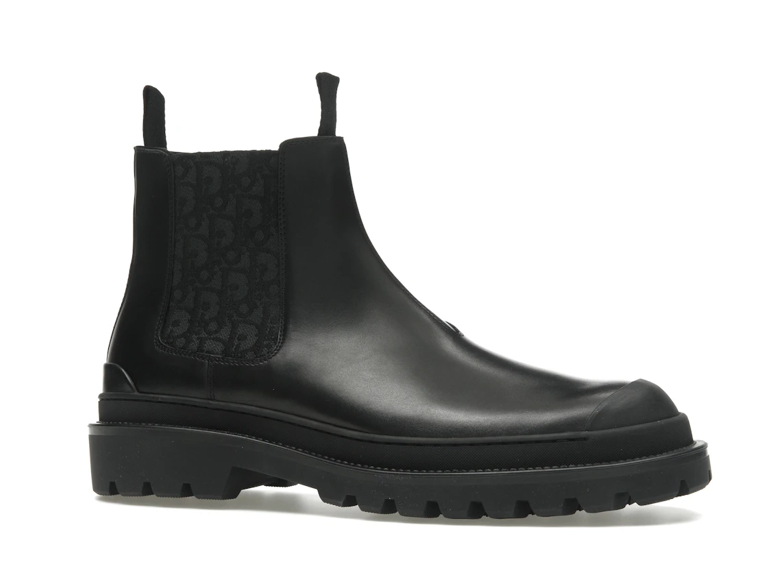 Vue 3 de Dior Explorer Chelsea Boot Black Black Dior Oblique Motif