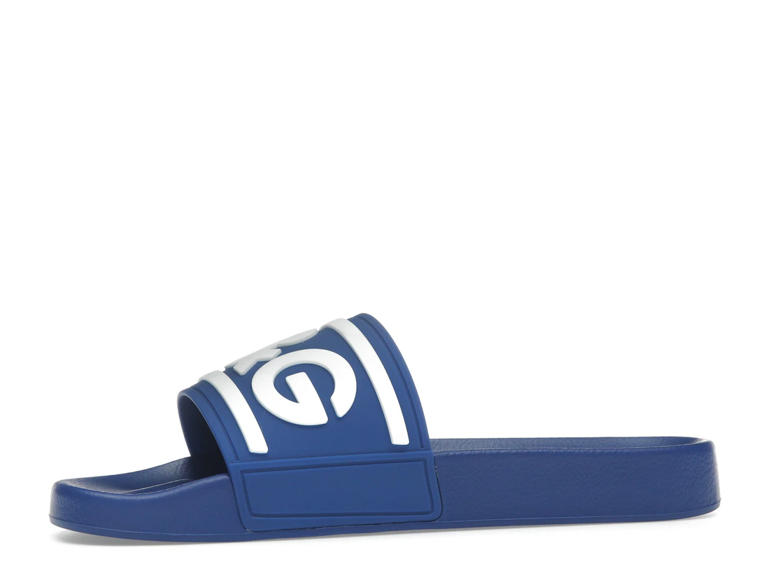 Vue 17 de Dolce & Gabbana Beachwear Sliders DG Logo Blue White