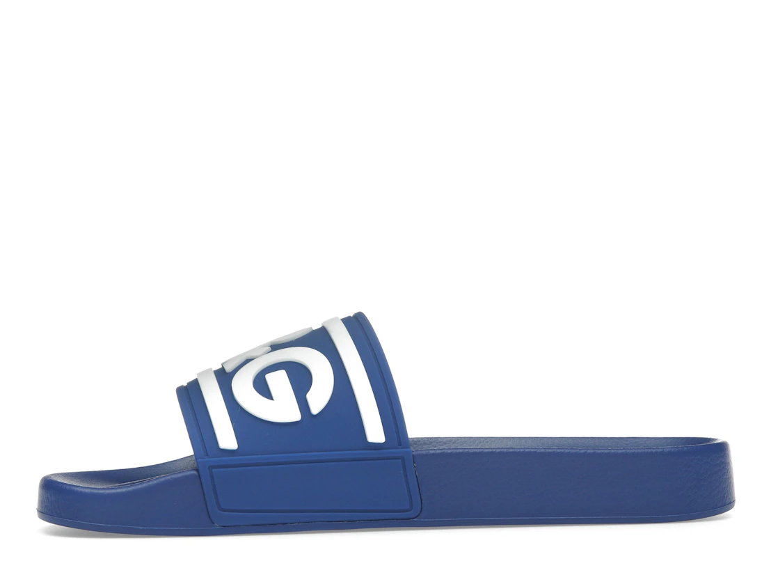 Vue 18 de Dolce & Gabbana Beachwear Sliders DG Logo Blue White