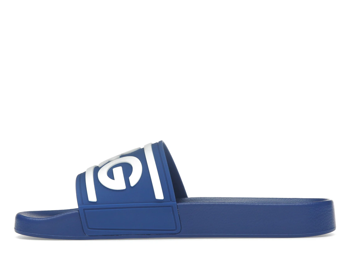 Vue 19 de Dolce & Gabbana Beachwear Sliders DG Logo Blue White