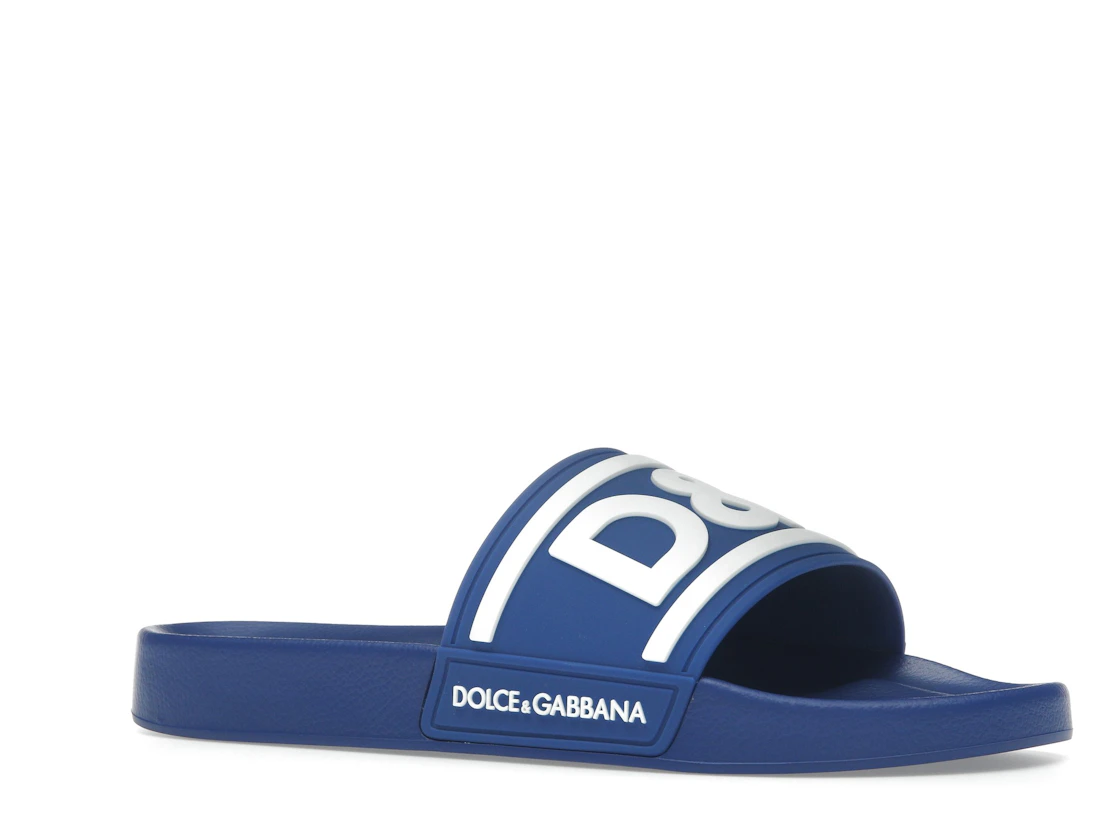 Vue 4 de Dolce & Gabbana Beachwear Sliders DG Logo Blue White
