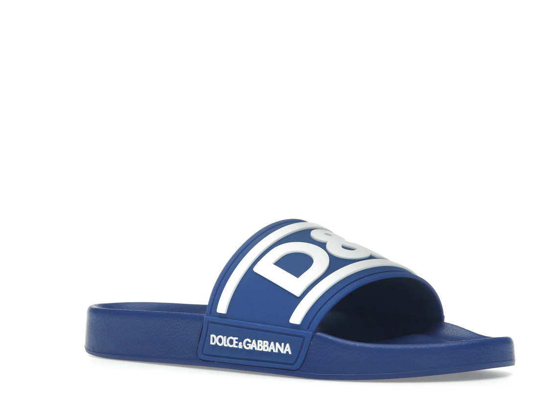 Vue 5 de Dolce & Gabbana Beachwear Sliders DG Logo Blue White