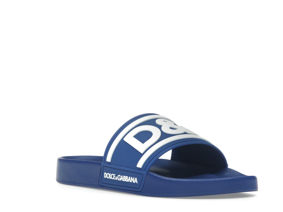 Vue 6 de Dolce & Gabbana Beachwear Sliders DG Logo Blue White