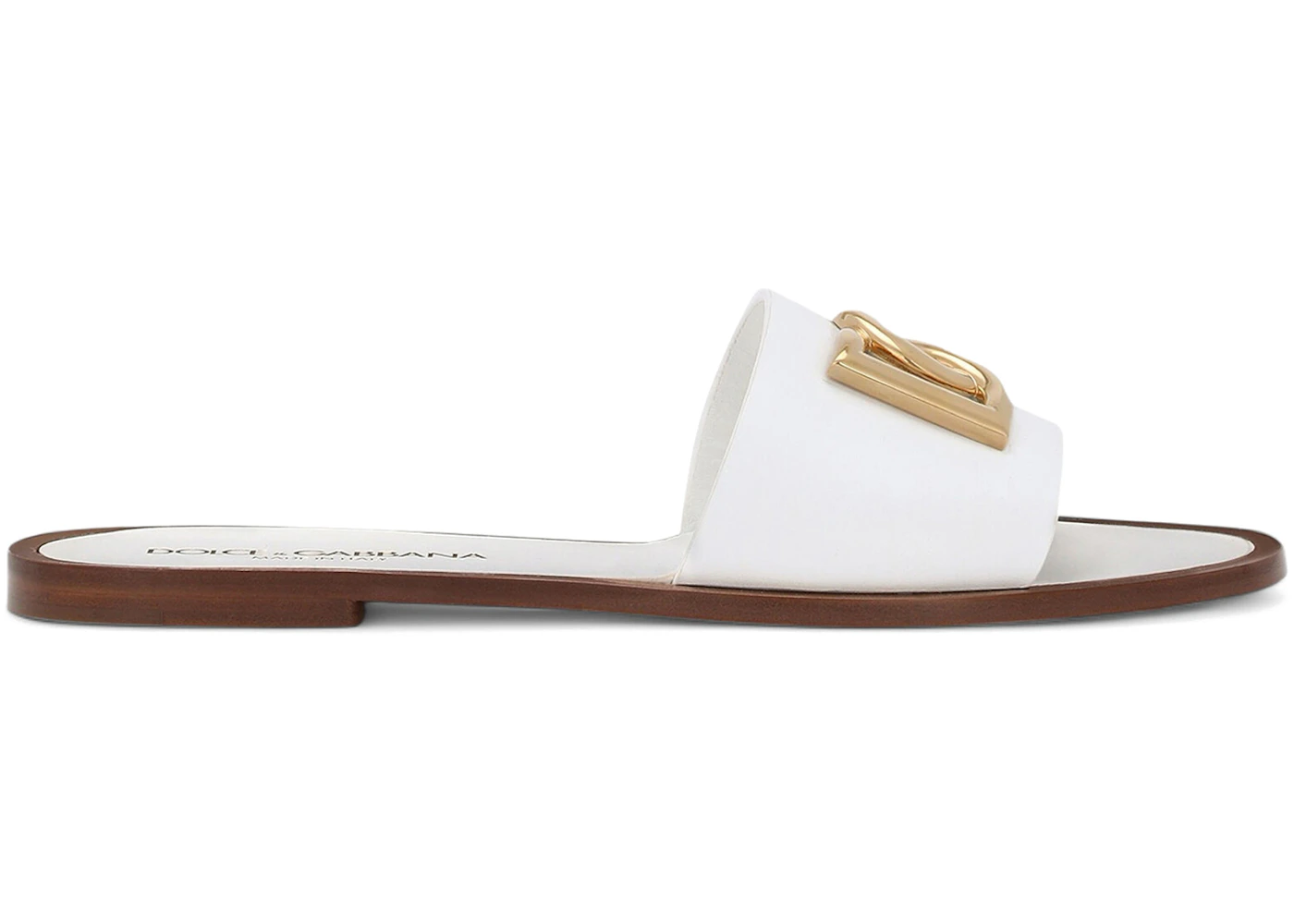 Dolce & Gabbana Calfskin Bianca Sliders with DG Logo White 