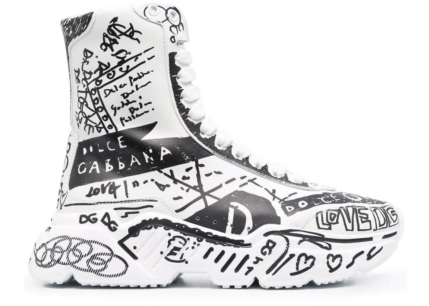 Dolce & Gabbana Daymaster Mid Top White Black Graffiti 