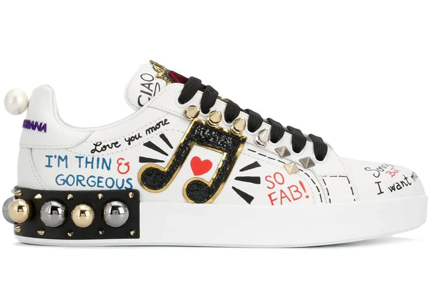 Dolce & Gabbana Portofino Applique White Music Note 