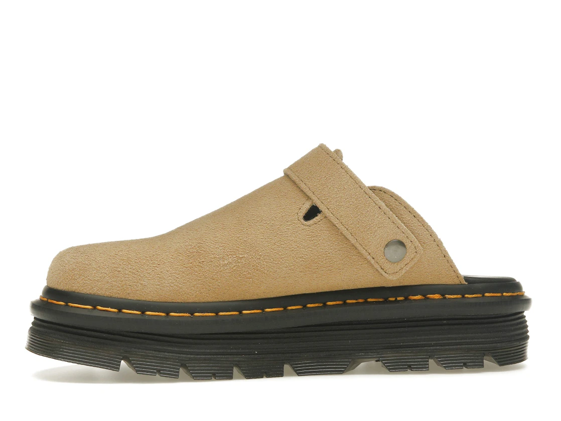 Vue 18 de Dr. Martens Zebzag Suede Slingback Platform Mule Savannah Tan