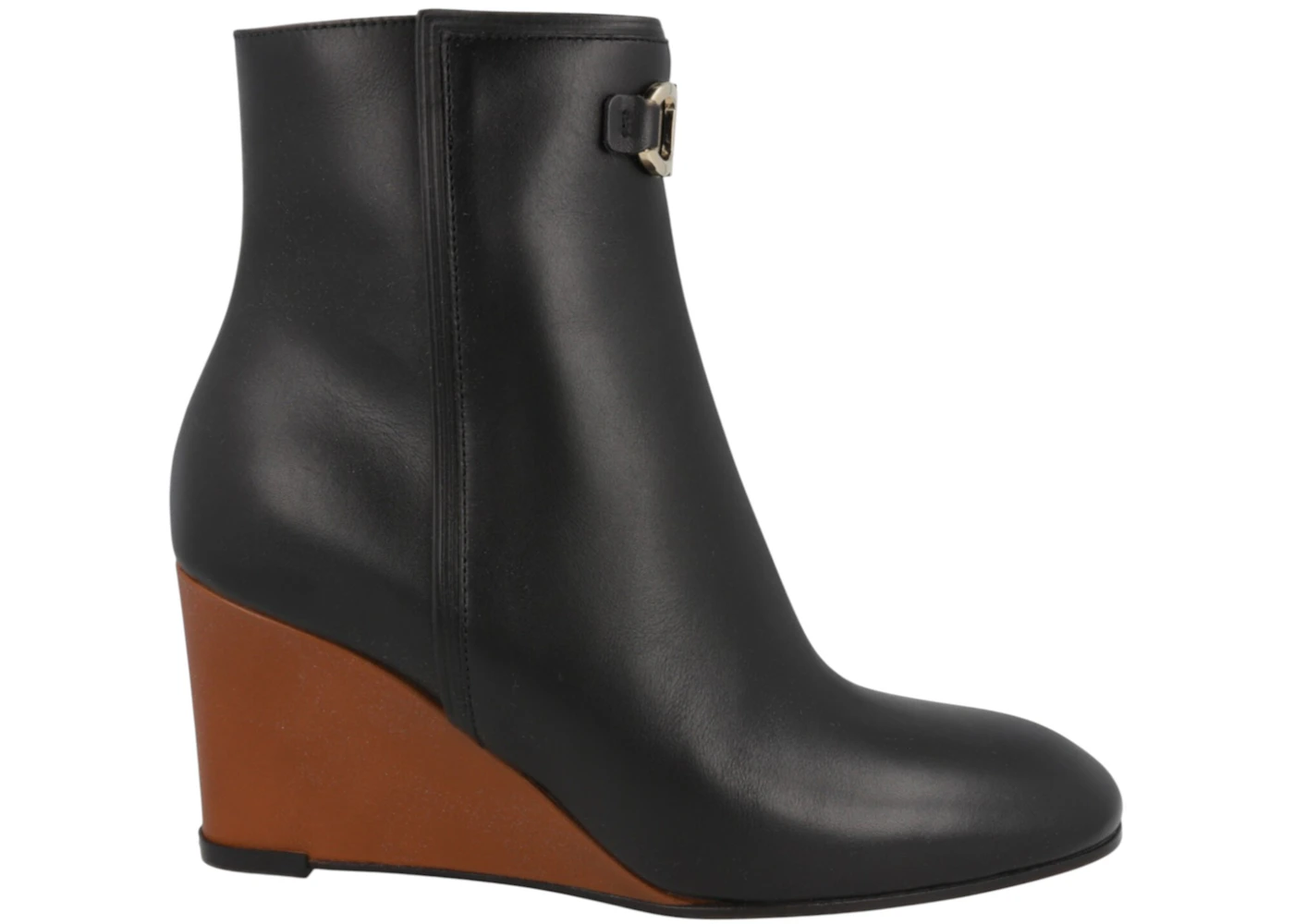 Ferragamo Catuja Leather Wedge Booties Nero 