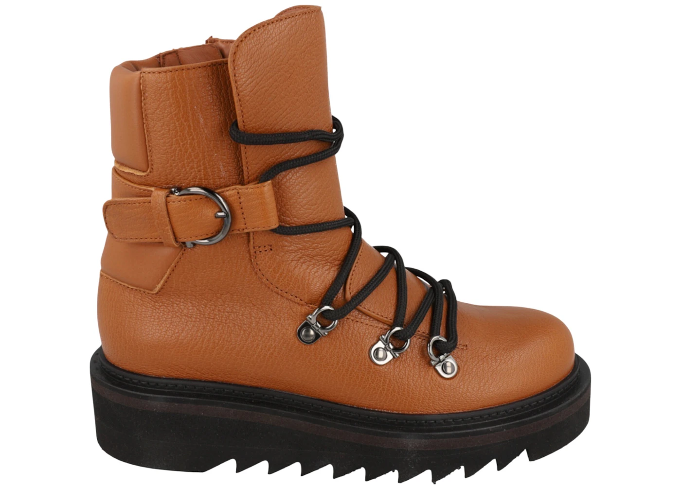 Ferragamo Elimo Lace-Up Leather Boots Medium Brown 