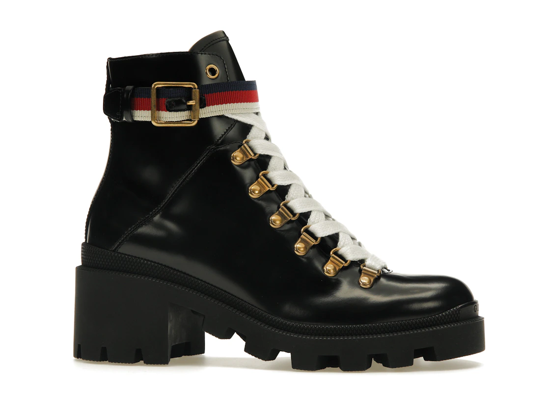 Vue 2 de Gucci Sylvie Web 55mm Ankle Boot Black Leather