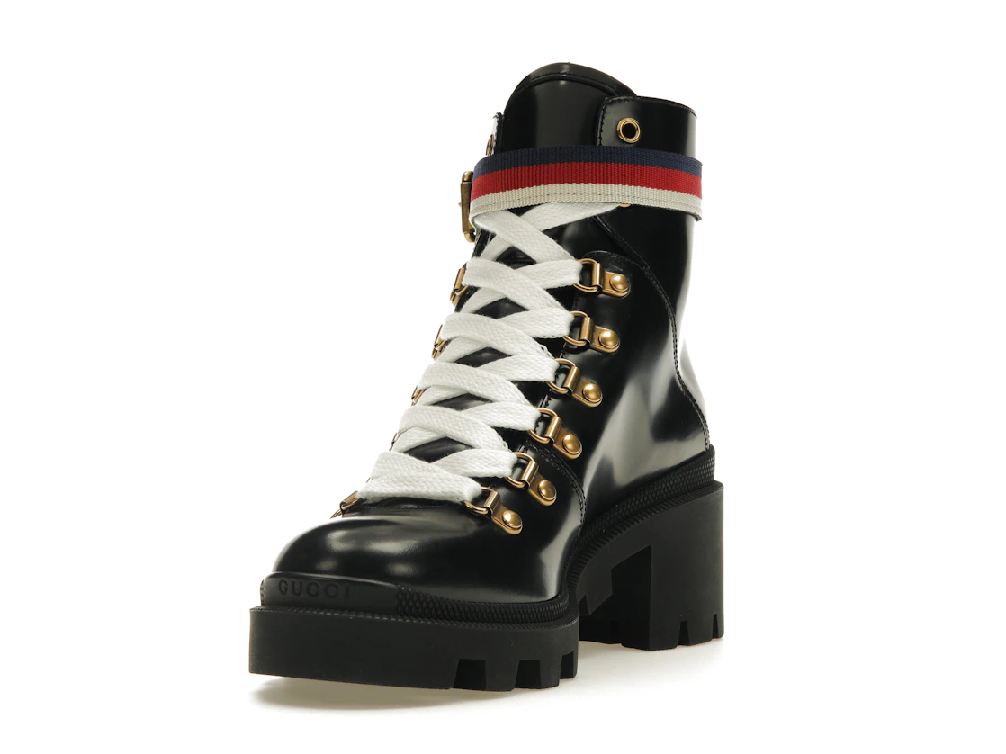 Vue 13 de Gucci Sylvie Web 55mm Ankle Boot Black Leather