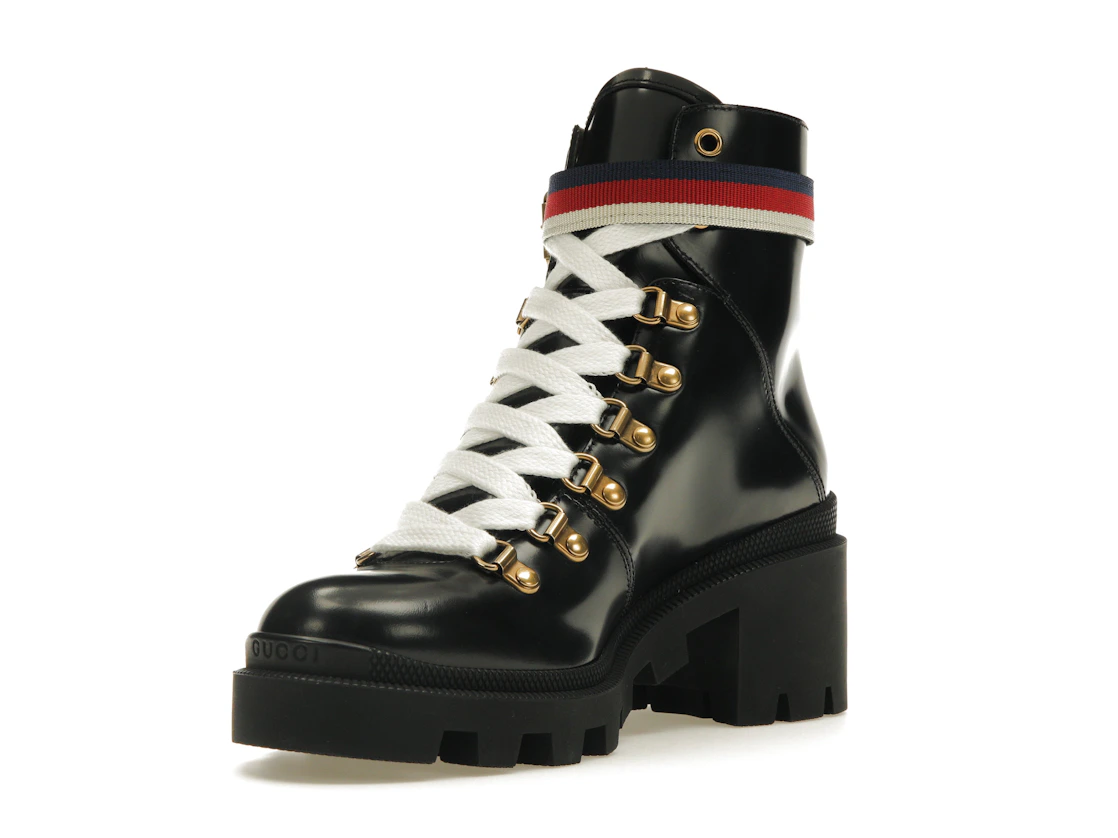 Vue 14 de Gucci Sylvie Web 55mm Ankle Boot Black Leather