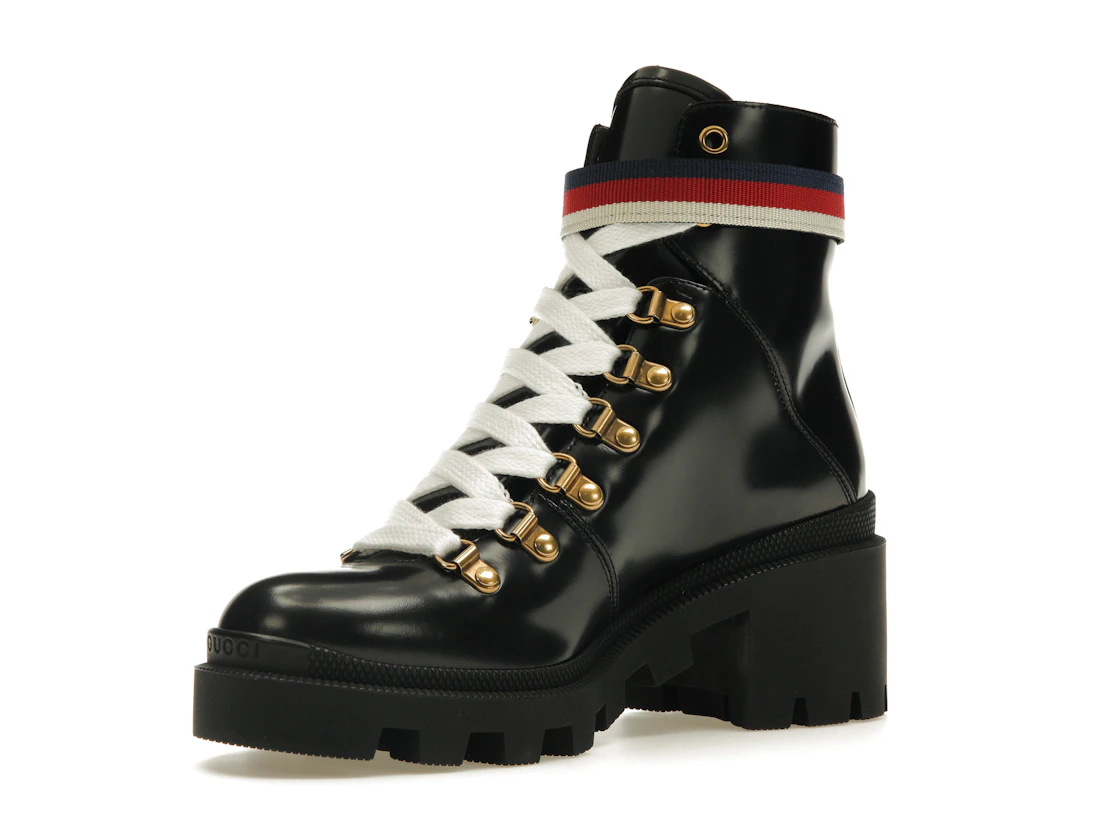 Vue 15 de Gucci Sylvie Web 55mm Ankle Boot Black Leather