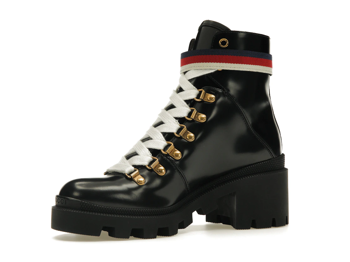 Vue 16 de Gucci Sylvie Web 55mm Ankle Boot Black Leather