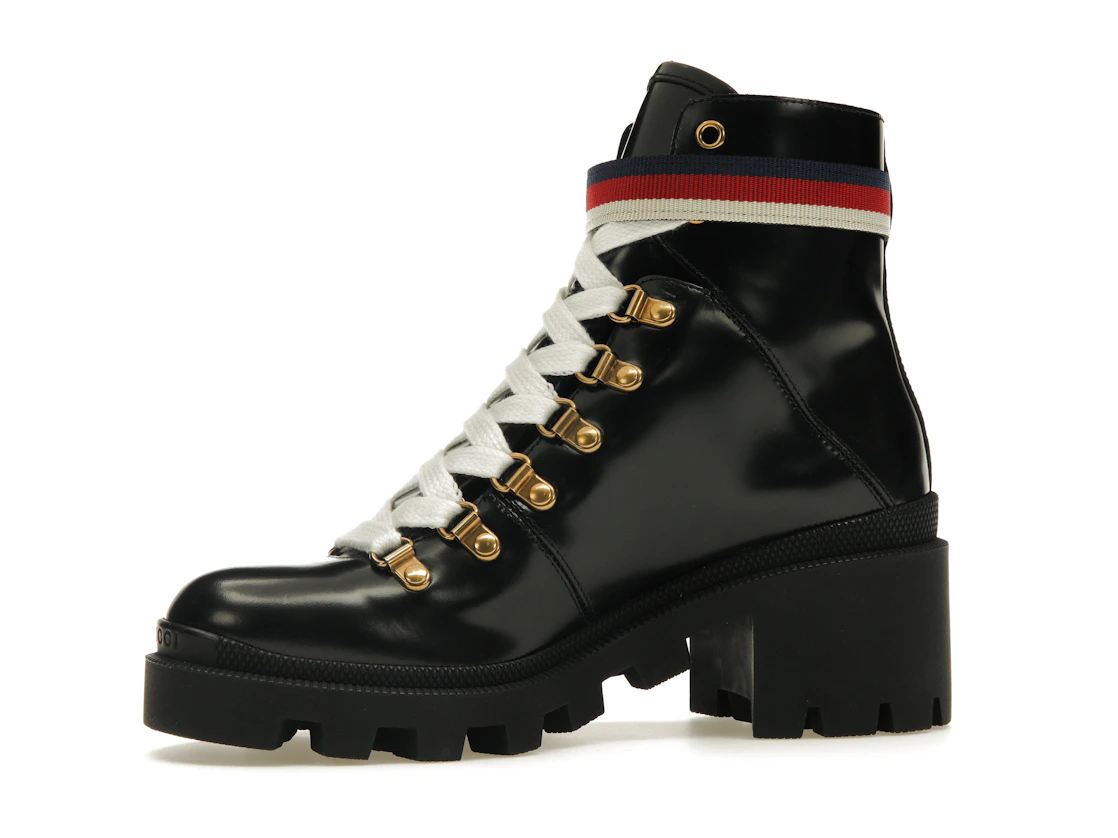 Vue 17 de Gucci Sylvie Web 55mm Ankle Boot Black Leather