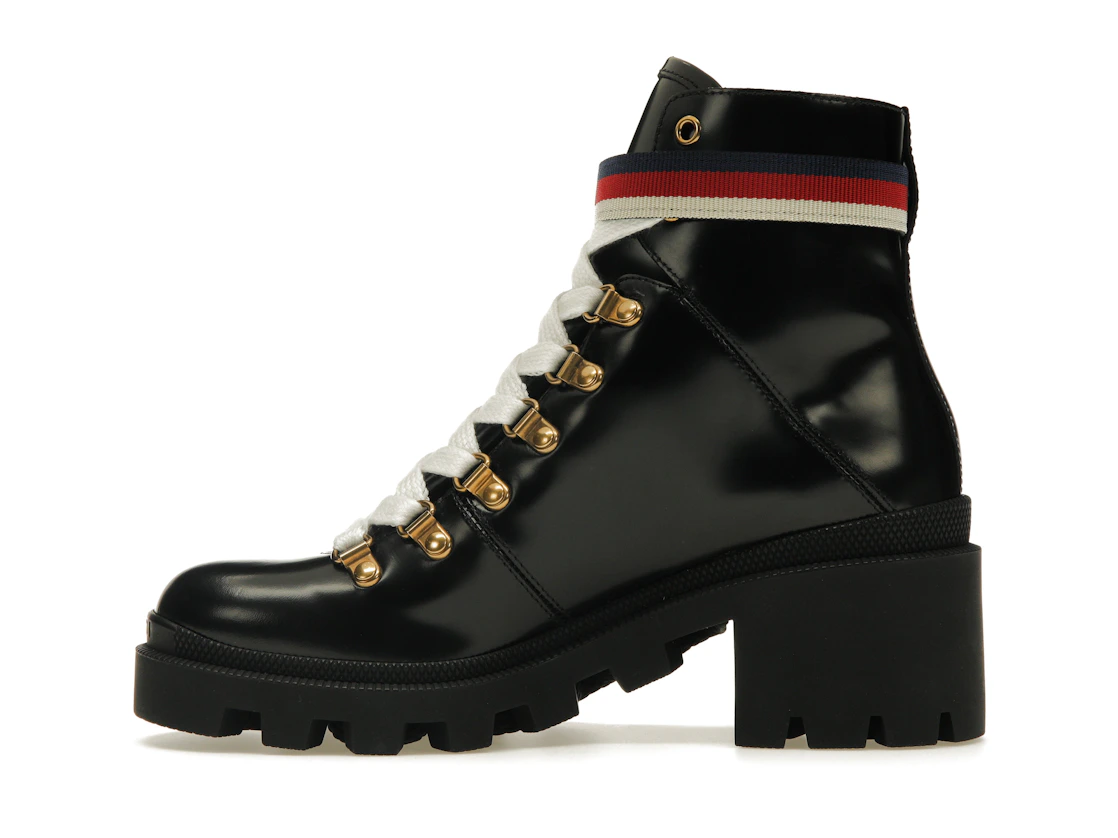 Vue 19 de Gucci Sylvie Web 55mm Ankle Boot Black Leather