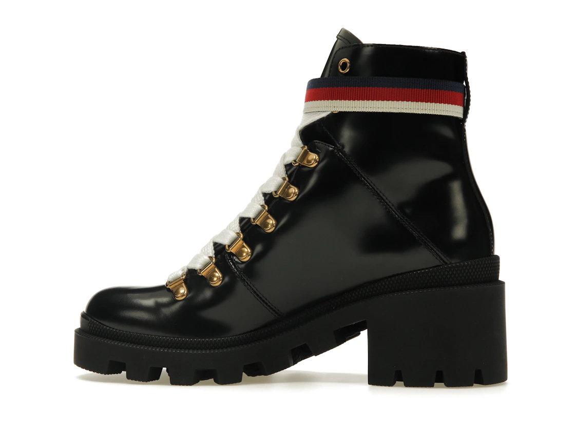 Vue 20 de Gucci Sylvie Web 55mm Ankle Boot Black Leather