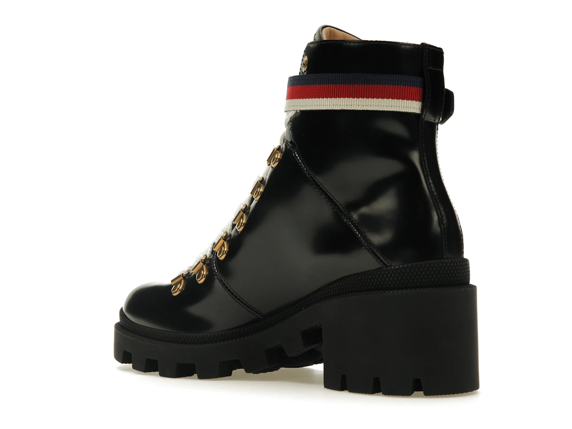 Vue 23 de Gucci Sylvie Web 55mm Ankle Boot Black Leather