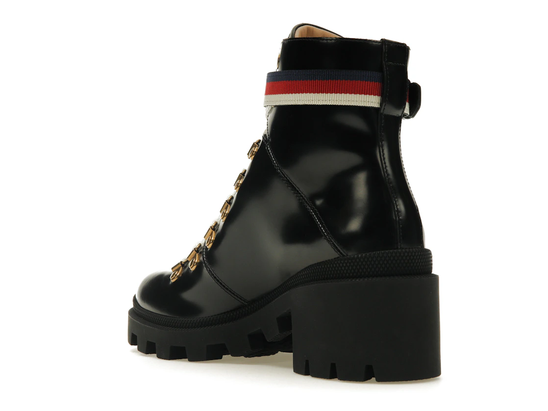Vue 24 de Gucci Sylvie Web 55mm Ankle Boot Black Leather