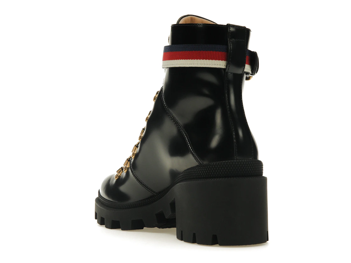 Vue 25 de Gucci Sylvie Web 55mm Ankle Boot Black Leather