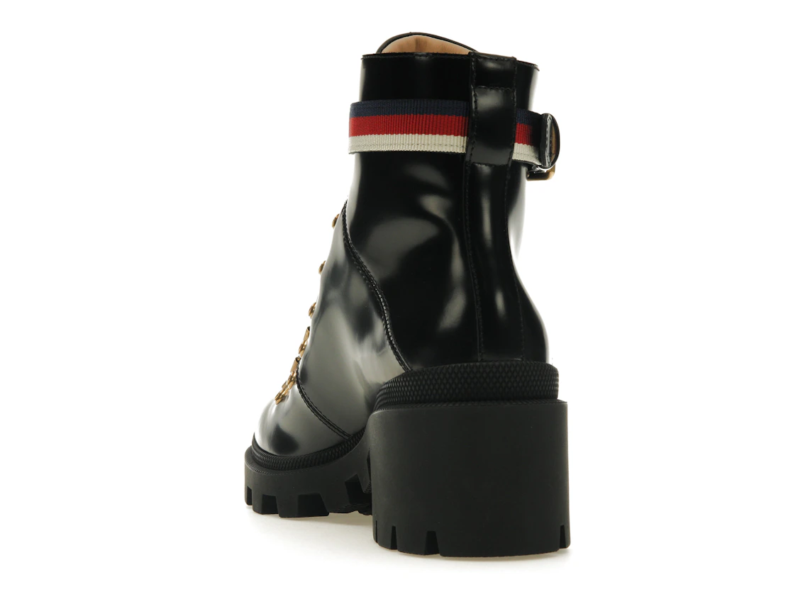 Vue 26 de Gucci Sylvie Web 55mm Ankle Boot Black Leather