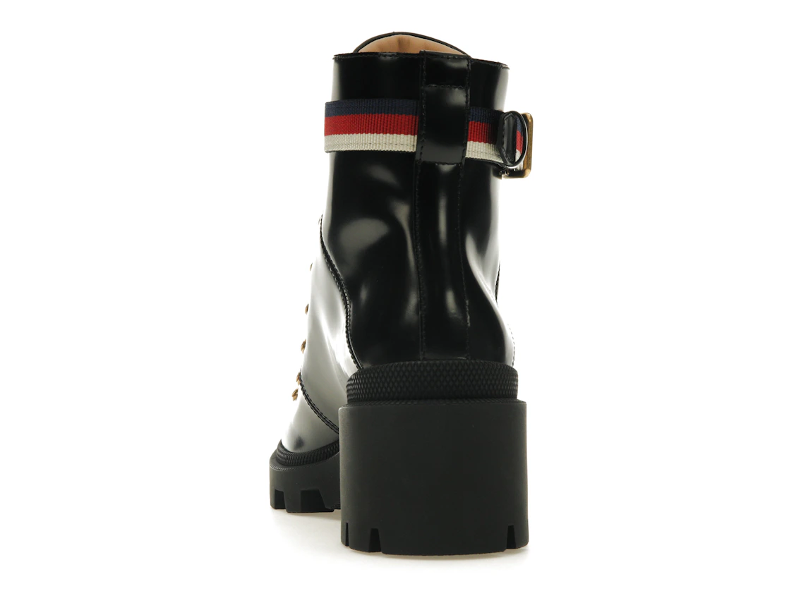 Vue 27 de Gucci Sylvie Web 55mm Ankle Boot Black Leather