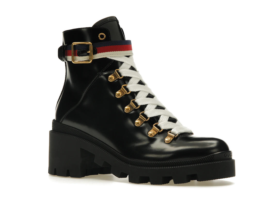 Vue 4 de Gucci Sylvie Web 55mm Ankle Boot Black Leather