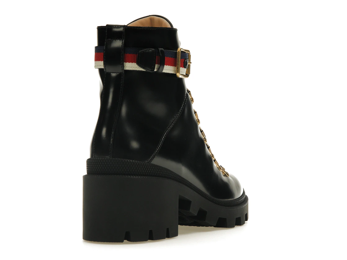 Vue 31 de Gucci Sylvie Web 55mm Ankle Boot Black Leather