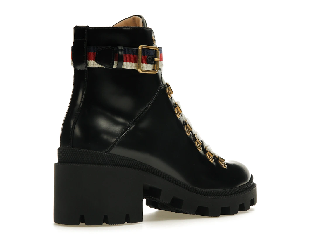 Vue 33 de Gucci Sylvie Web 55mm Ankle Boot Black Leather